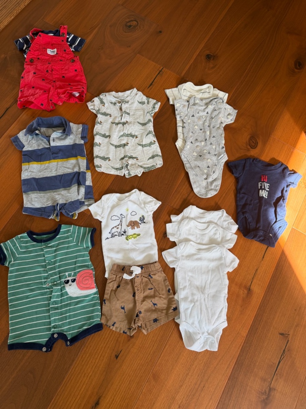 Carter's Green & Navy Striped Baby Onesie